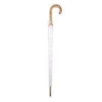 Зонт-трость с деревянной ручкой, полуавтомат; белый; D=103 см, L=90см; нейлон