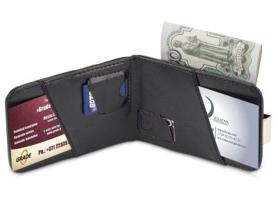 Визитница с зажимом для денег и отделениями для хранения карт памяти и SIM-карт, черный