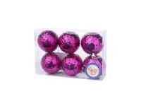Новогоднее подвесное украшение Фиолет бусинки из полистирола, набор из 6 шт / 6х6х6см