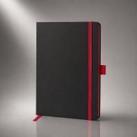 Блокнот ColorNote Black, твердая обложка A5, 80 листов, черный с красным (Р)