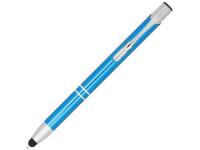 Шариковая кнопочная ручка-стилус Moneta из анодированного алюминия, process blue