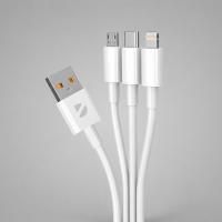Дата-кабель 3 в 1: micro USB, USB-C, Ligthning, 1.2м, белый, Deppa