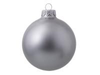 Стеклянный елочный шар Christmas bauble, серебро, металлик, с серебристым колпачком в черной коробке