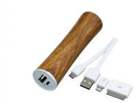 PB_wood2 Универсальное зарядное устройство power bank круглой формы. 2600MAH. Красный