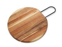 Деревянная круглая доска из акации с металлической ручкой Кира
