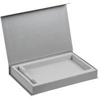 Коробка Silk с флокированным ложементом под ежедневник и ручку, ver. 2, серая