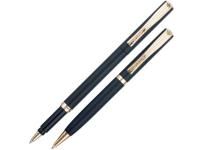 Набор Pierre Cardin коллекция ПАРА (PEN&PEN): ручка шариковая + роллер. Корпус - латунь. Отделка -стальное покрытие. Детали дизайна - позолота. Цвет - черный