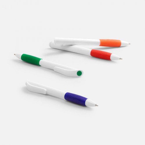 Ручка шариковая Grip, белая с зеленым