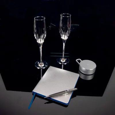 Бокалы для шампанского "Crystal" (2шт), D=6,8см, Н=25,2см, стекло, посеребренный металл,лаковое покр