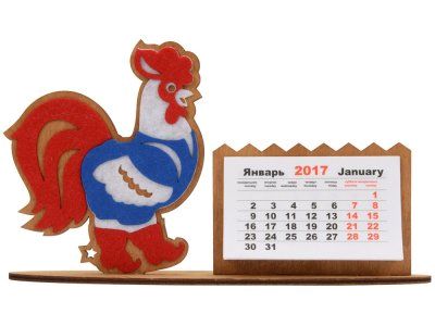 Настольный календарь Петушок в жилетке, разноцветный