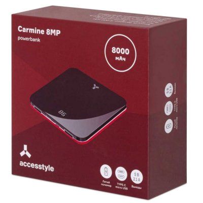 Внешний аккумулятор Accesstyle Carmine 8MP 8000 мАч, черный/красный