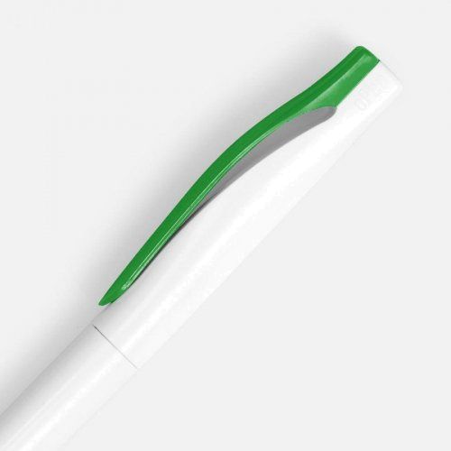 Ручка шариковая Pin, белая с зеленым