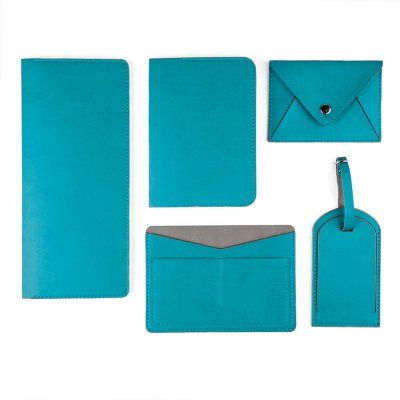 Холдер для карт "Sincerity", 7*11,5 см, PU, голубой с серым