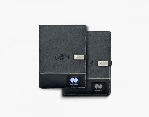 Ежедневник "Energy Book" с повербанком на 8 000 mah, флешкой и беспроводной зарядкой