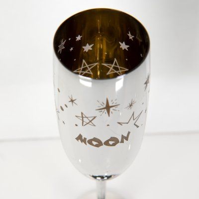 Набор бокалов для шампанского MOONSUN (2шт), золотой и серебяный, 26,5х25,3х9,5см, стекло