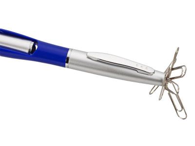 Ручка шариковая с фонариком и магнитом синяя. Фонарик можно перевернуть и использовать в качестве подветки при включении