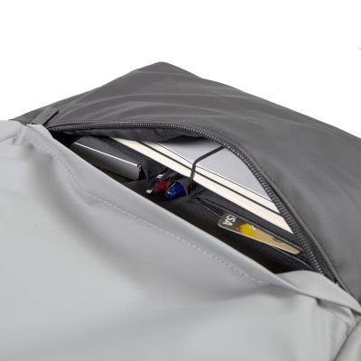 Рюкзак "Hugo", серый/черный, 43х30х10 см, осн. ткань:100% пл-р с пок-тием PU,подкладка:100% пл-р