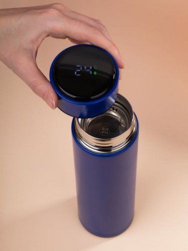 Смарт-бутылка с заменяемой батарейкой Long Therm, синяя
