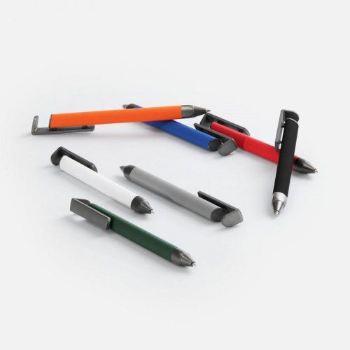 Ручка шариковая Standic Soft Touch с подставкой для телефона, черная
