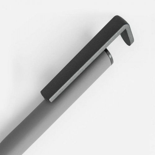 Ручка шариковая Standic Soft Touch с подставкой для телефона, серая