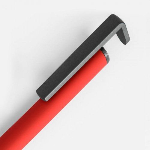 Ручка шариковая Standic Soft Touch с подставкой для телефона, красная