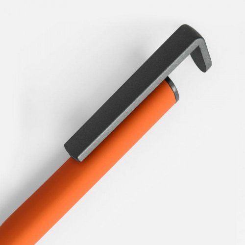 Ручка шариковая Standic Soft Touch с подставкой для телефона, оранжевая