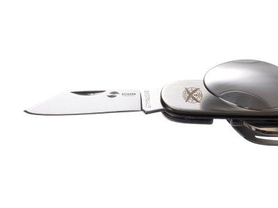 Нож перочинный Stinger, 109 мм, 8 функций, материал рукояти: нержавеющая сталь (серебристый)