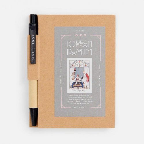 Мини-блокнот Eco Light с ручкой с черными элементами, ver.2
