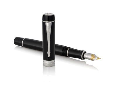 Перьевая ручка Parker Duofold Classic Black CT Centennial Fountain Pen, перо: F, цвет чернил: black, в подарочной упаковке.