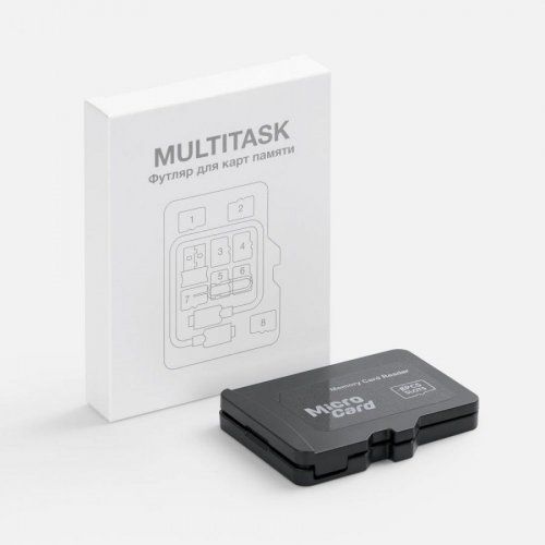 Органайзер для карт памяти и SIM с кардридером Multitask, черный