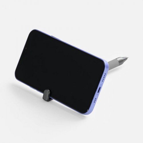 Ручка шариковая Standic Soft Touch с подставкой для телефона, серая