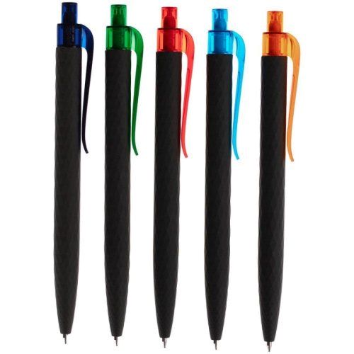 Ручка шариковая Prodir QS01 PRT-T Soft Touch, черная с голубым