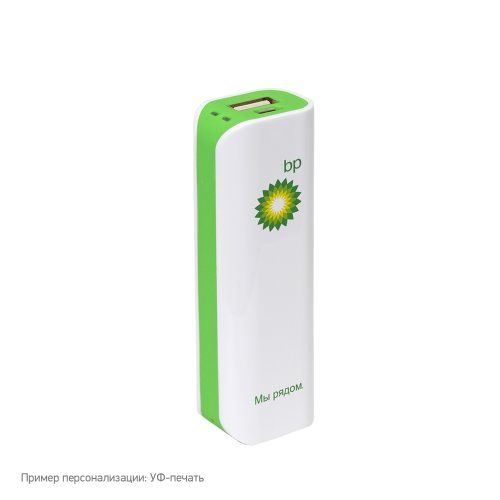 Внешний аккумулятор, Aster PB, 2000 mAh, белый/зеленый, подарочная упаковка с блистером