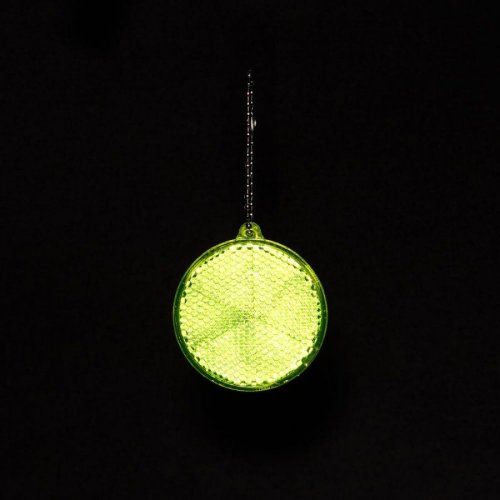 Пешеходный светоотражатель с цепочкой «Круг», неон-желтый