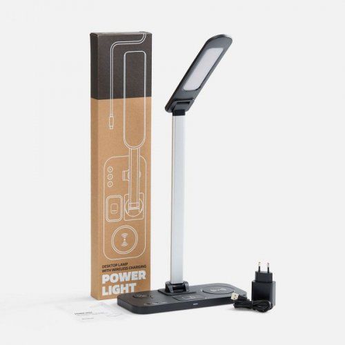 Настольная лампа с беспроводной зарядкой Power Light, черная
