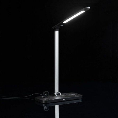 Настольная лампа с беспроводной зарядкой Power Light, черная