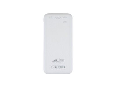 RIVACASE VA2540 (10 000mAh), QC/PD 20W внешний аккумулятор с дисплеем, белый 12/48