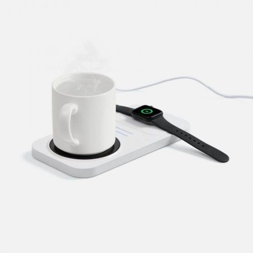 Беспроводное зарядное устройство с подогревом кружки Hot Task, белое
