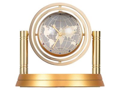Часы Карта мира, золотистый