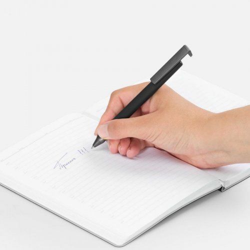 Ручка шариковая Standic Soft Touch с подставкой для телефона, черная