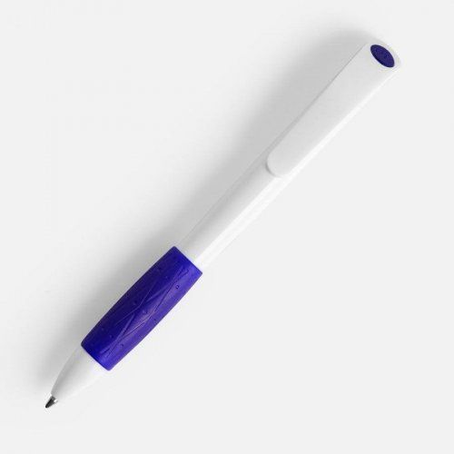 Ручка шариковая Grip, белая (молочная) с синим