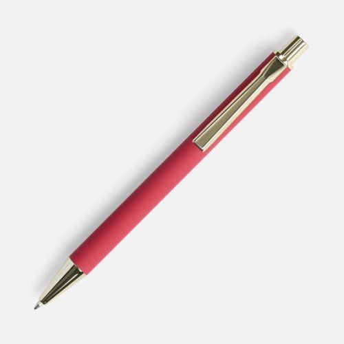 Ручка шариковая Lobby Soft Touch Gold, красная