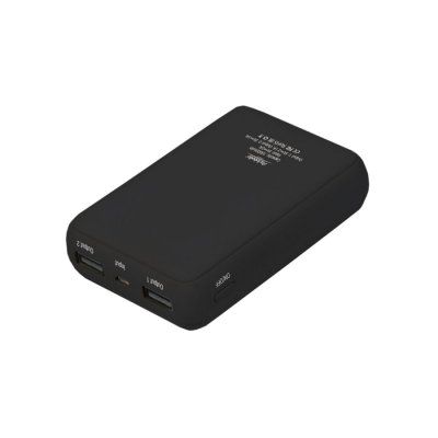 Внешний аккумулятор, Portu PB, 10000 mAh, черный (с белым кабелем)