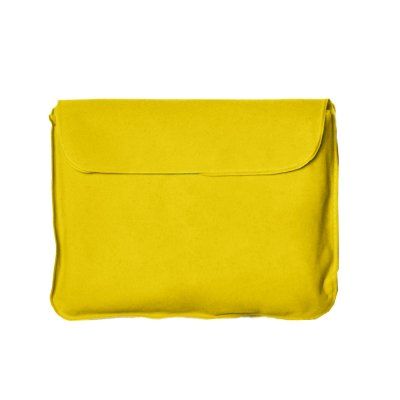 Подушка  надувная дорожная в футляре; желтый; 43,5х27,5 см; твил; шелкография