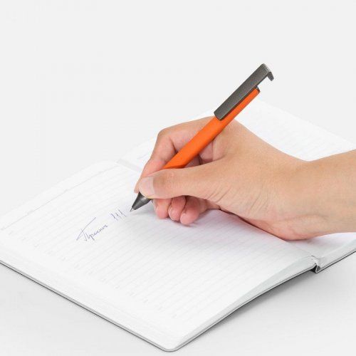 Ручка шариковая Standic Soft Touch с подставкой для телефона, оранжевая