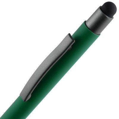 Ручка шариковая Atento Soft Touch со стилусом, зеленая