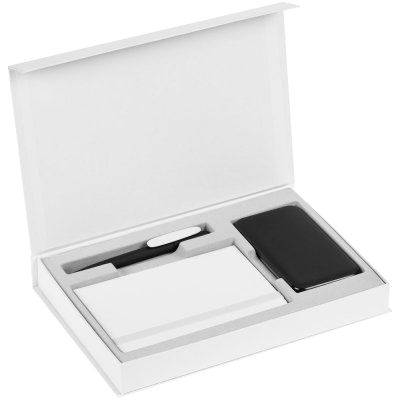 Коробка Silk с ложементом под ежедневник 10x16 см, аккумулятор и ручку, белая