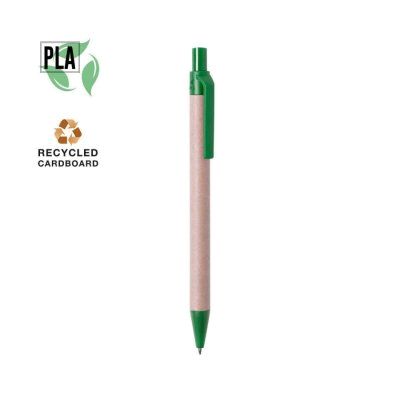 Ручка шариковая VATUM, зеленый, переработанный картон, PLA-полимолочная кислота, 13,7 см