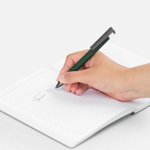 Ручка шариковая Standic Soft Touch с подставкой для телефона, зеленая