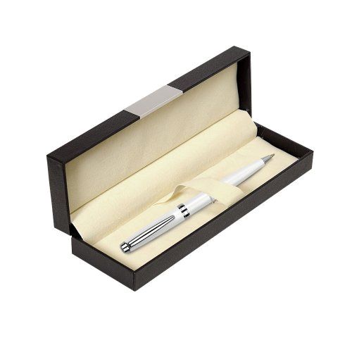 Набор ручка Lyon c футляром, белый, черный